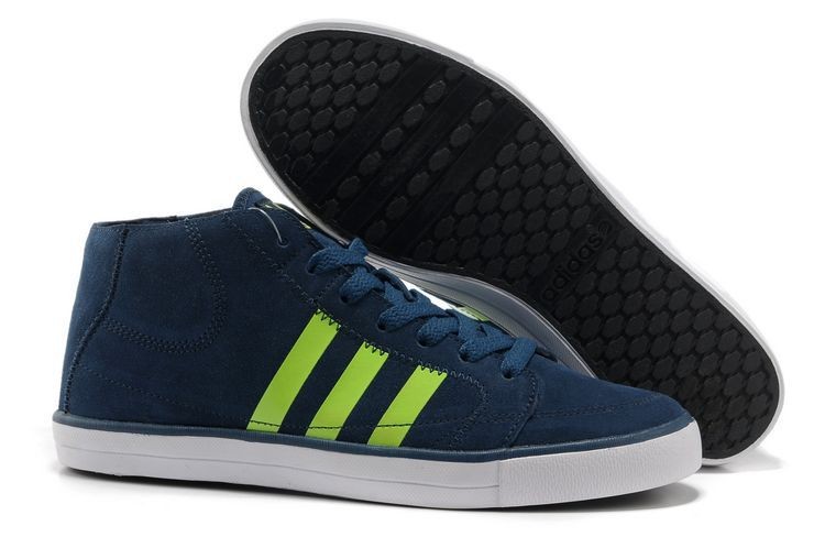 Mens Adidas 2013 Style NEO High top sneakers Deep blue/Fluorescent green